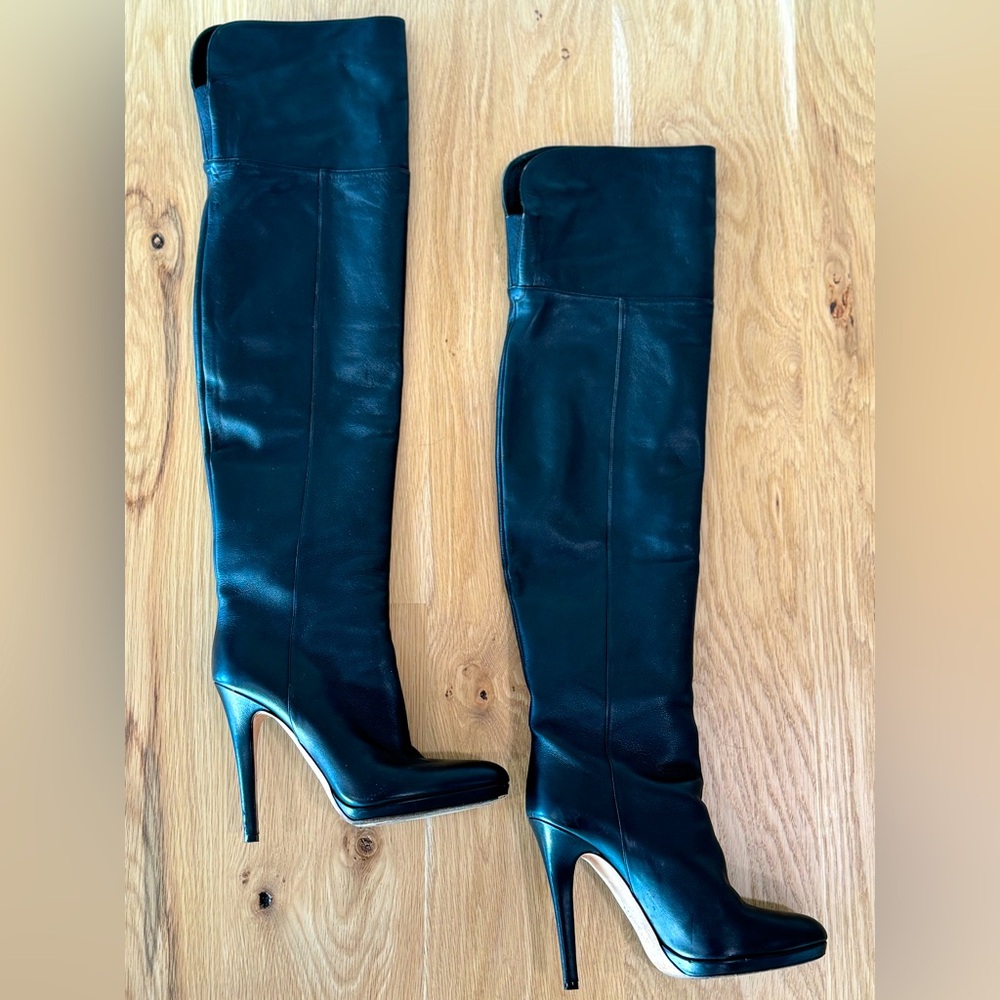 JIMMY CHOO Giselle 120 Leather over-the-knee
Boots Black
